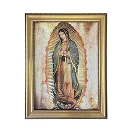 Cuadro Virgen de Guadalupe Copia Fiel medidas 63 x 81 cm, Marco Dorado. Marco religioso decorativo de pared