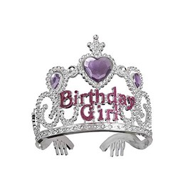 Sparkling Gems Silver Birthday Girl Tiara - Fits Most Children, 1 Piece - Perfect for Birthday Parties and Dress-Up Fun