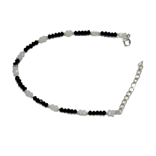 LKBEADS black onyx & rainbow moonstone 3-3.5mm rondelle faceted beads