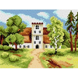 Wizardi Needlepoint Canvas for halfstitch Without Yarn Manor House in The Park 3566F Orchidea