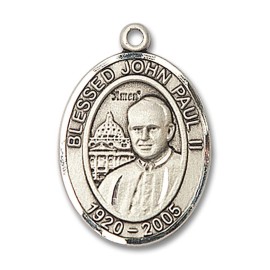 Bliss Sterling Silver Pope Saint John Paul II Medal Pendant Necklace 24" Chain GiftBox