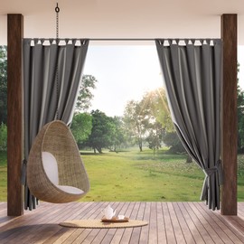 Eurofirany GARDEN Outdoor Curtain with Tab Top - 1 pc. Velcro Fastener, Sun Protection, Privacy Screen, Windproof, Waterproof Curtain for Patio, Gazebo, Pergola, Porch, W61 x L87, Dark Grey