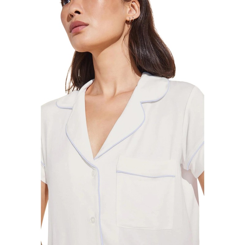 Eberjey, Women's, Gisele - Shortie Short PJ Set, White/Ice Blue,