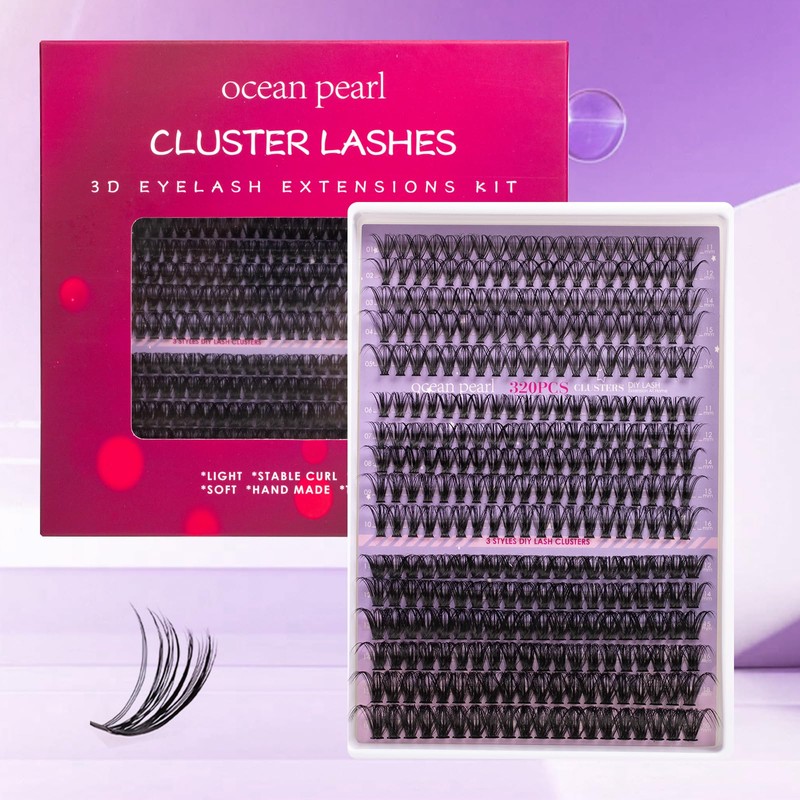 Ocean Pearl Lash Clusters 320PCS 11-20mm Lash Extension Kit 30D+40D+60D
