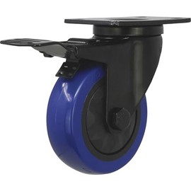 3664 Blue Diamond TPU Wheel Caster, 4-in. D, Foot Activated Total Lock Break, 300-Lb. Load Capacity, 1-Pk - Quantity 1