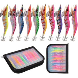 Squid Jig Fishing Lures Shrimp Wrapped Prawn Lures Bionic Plastic Shrimp Artificial Spinner Lures Kit Octopus Cuttlefish Fish Hooks 10pcs