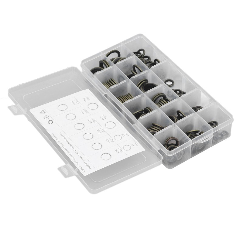 170PCS Set Drain Plug Gasket 10 Sizes Rubber and Metal