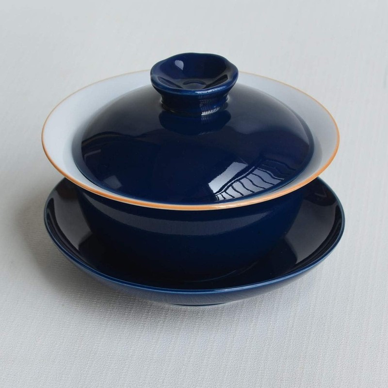 ZHCHSH Bowl 6oz/180ml Blue Glaze Porcelain Cup with Saucer and