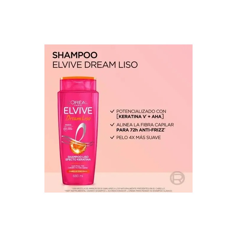 L'oréal Elvive Dream Liso Kit 5 Pzs Shampo 680 Ml