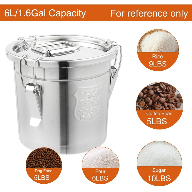 DYNAMI 304 Stainless Steel Containers With Lid,202oz Airtight Flour Container