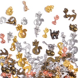 stino 100g Metal Pendant Charms for Jewelry Making, Bulk Silver & Gold Charms for Braclet Necklace Crafts, Animal Plant Flower Pet and so on, Alloy Steel, No Gemstone