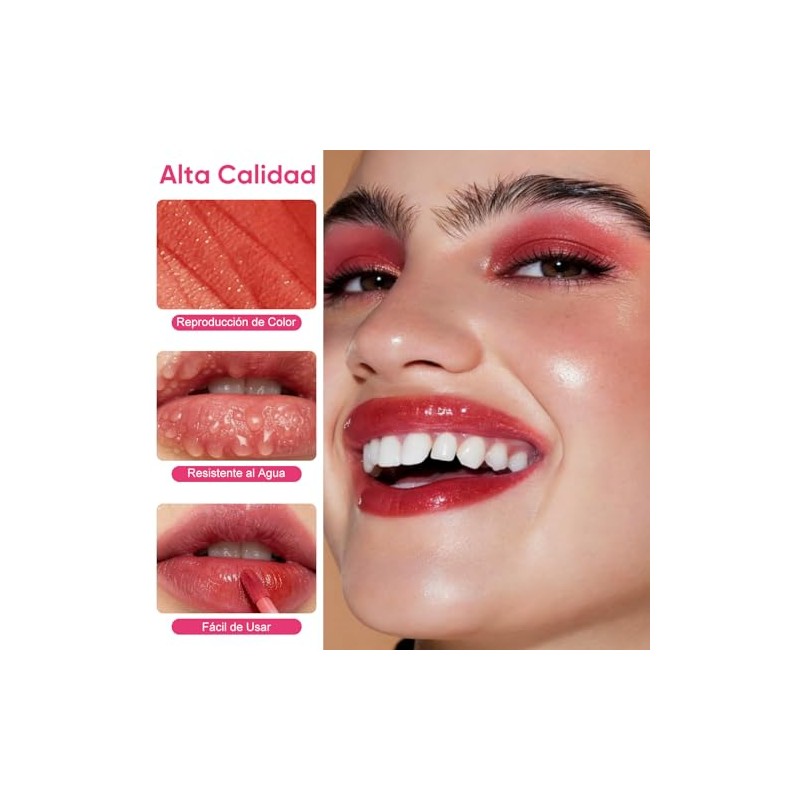 NEARPOW 4PCS Lip Oil Hidratante y Lip Gloss, Brillo de