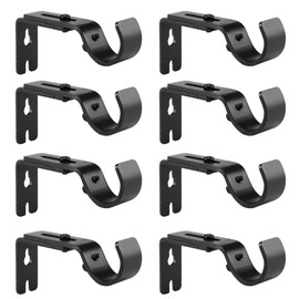 Anndason Heavy Duty Adjustable Curtain Rod Brackets Rod Holders Curtain Rod Holders for 1 1/8 Inch and 1 1/4 Inch Rod, (8 PCS, Black)