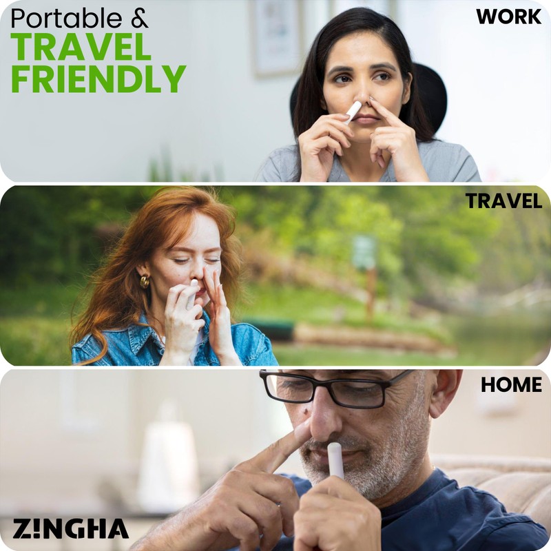 Z!NGHA Natural Aromatherapy Nasal Inhaler Stick for Sinus Relief, Focus