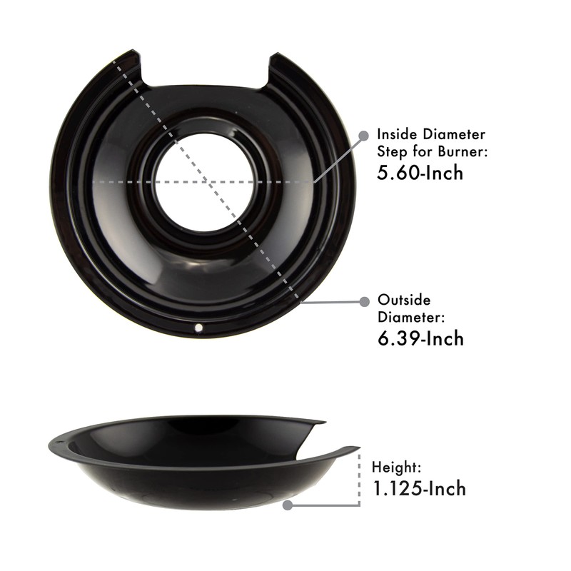 Range Kleen P1056RGE8 Style D Black Porcelain 4-Pack Drip Pans