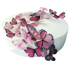Anglesit Anglesit 24 X PRE-CUT BEAUTIFUL MEDIUM PINK BUTTERFLIES EDIBLE RICE/WAFER PAPER PRE CUT CUPCAKE CAKE DESSERT TOPPERS BIRTHDAY PARTY WEDDING BABY SHOWER DECORATIONS (Medium)