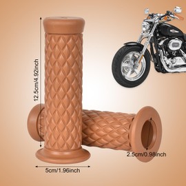 Vintage Motocross Grip, 22 mm Universal Motorcycle Handlebar Grips, Motorcycle Hand Moped Grips Non-Slip Compatible with Harley 883 CG125 Prince CB400 (Brown)