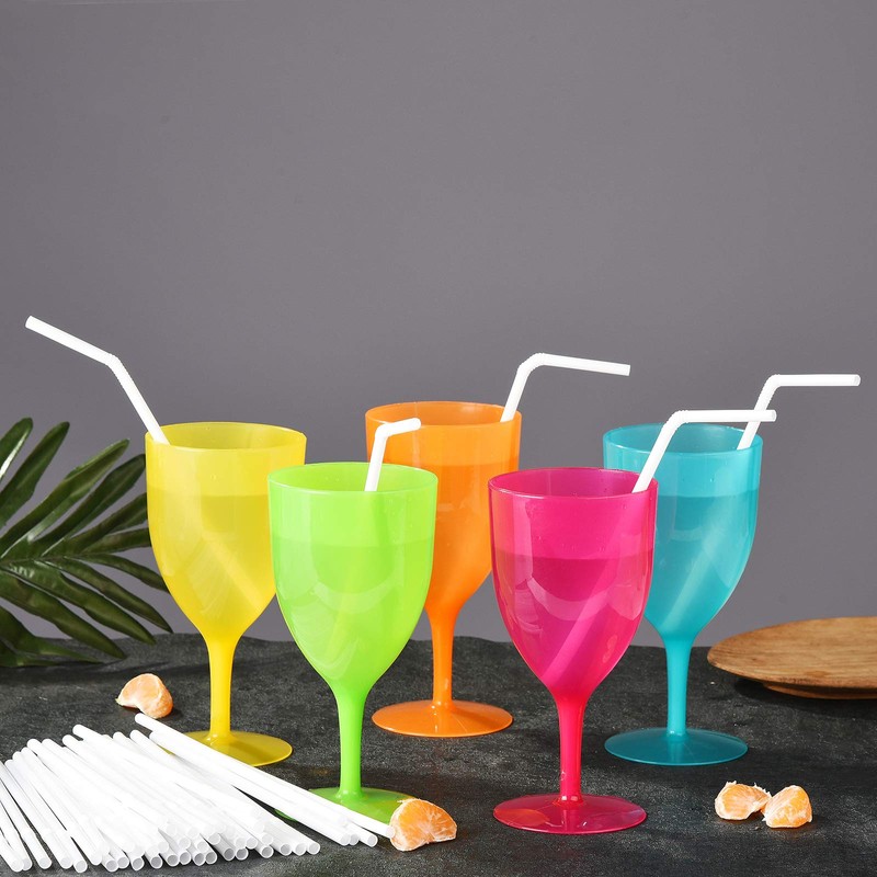 ALINK 500-Pack White Flexible Plastic Drinking Straws, Solid White Disposable