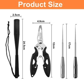 Tulov Set of 4 fishing fish killers, 24.5 cm aluminium fish number, fishing pliers and fish hook remover set, fish killer with non-slip handle, fishing accessories for beginner anglers