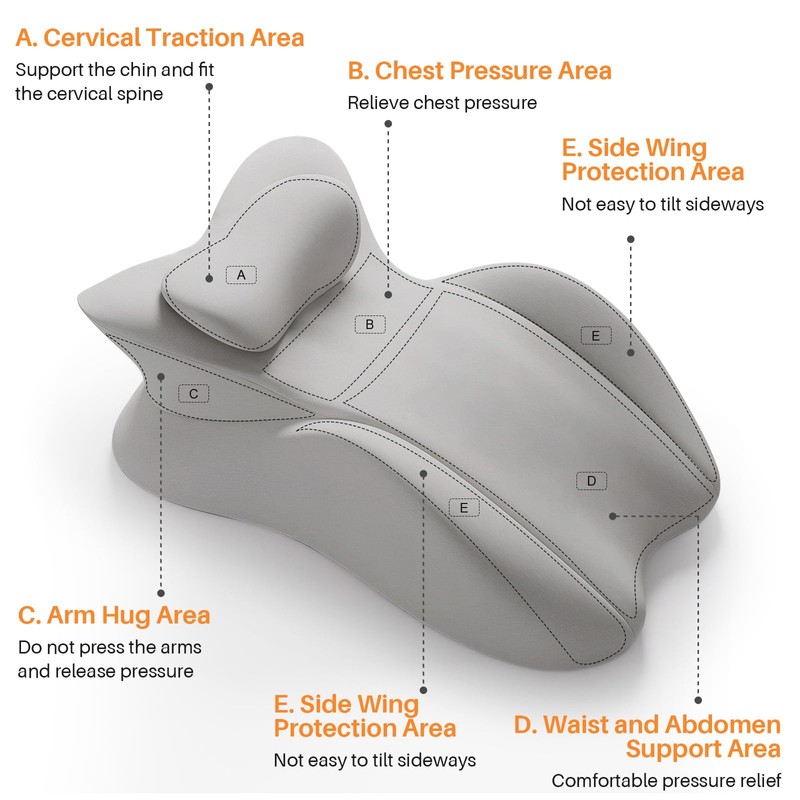 Memory Foam Ergonomic Prone Reading Wedge Pillow Light Gray