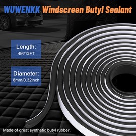 WUWENKK Pro Grade Butyl Sealant Tape 8mm x 13Ft - Waterproof Automotive Sealer for Windshield/Headlights/RV/Marine - Permanent Adhesive with UV & Weather Resistance (Dia 8mm x 13Ft)