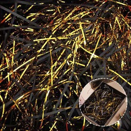 Filling Material Gift Black and Gold, Raffia Crepe Paper - Gift Basket for Gifts with Wood Wool, Grasses and Pink Crepe Paper - Unique Organic Decoration Material, 200 g