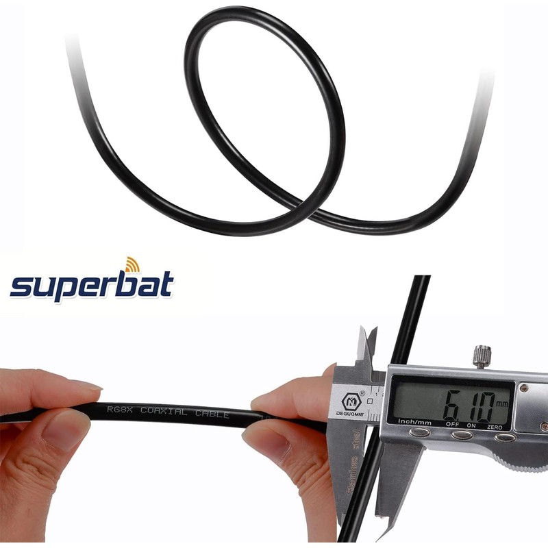 Superbat BNC Cable 20FT 50 ohm RG8X BNC Male Antenna