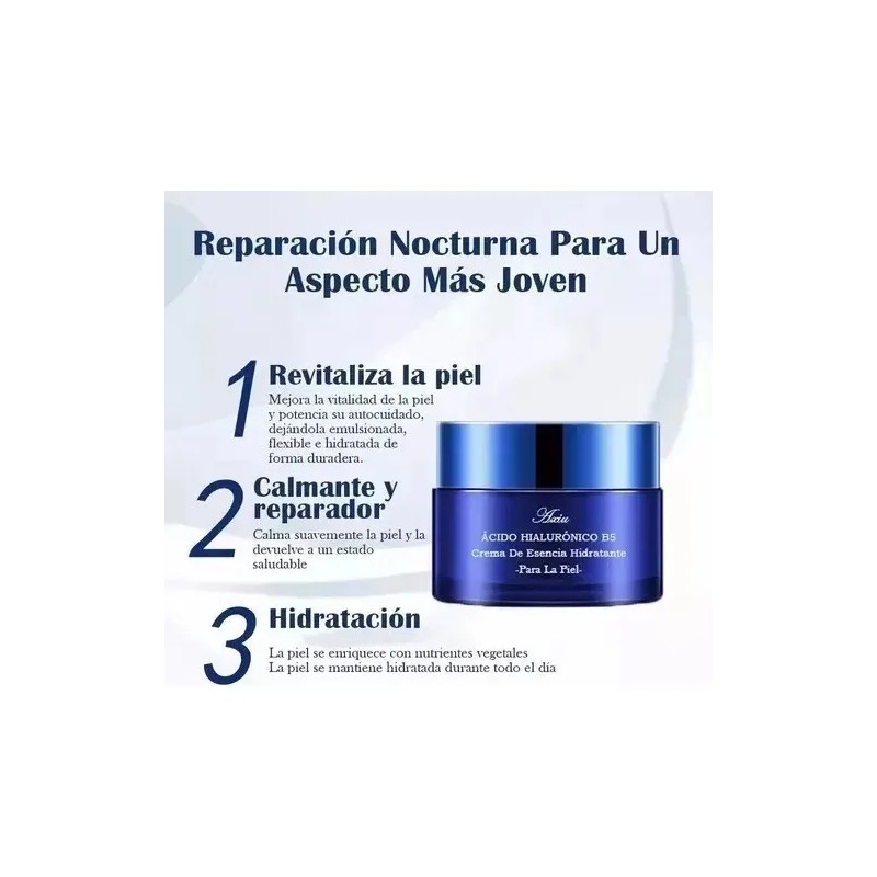 Crema Facial Hidratante Reafirmante Acido Hialuronico Azul