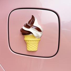 GAOLAOSY 3D Ice Cream Car Emblem, Waterproof Playful Car Badge, Funny Window Bumper Decals Stickers, DIY Automotive Exterior Decoration Accessories for Cars Trucks SUVs Motorcycles (Black/White)