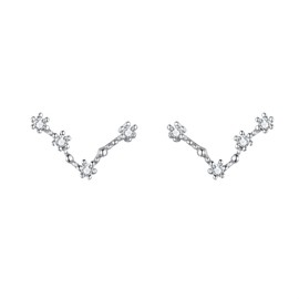 Clearine Women 925 Sterling Silver CZ Pisces Crawler Earrings - Horoscope Zodiac 12 Constellation Astrology Ear Vine Post Earrings