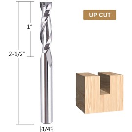 SpeTool 5 Pcs Spiral Router Bits UpCut 1/4 inch Cutting Diameter 1/4 inch Shank HRC55 Solid Carbide CNC End Mill for Woodwork Mortise Slot Carving Engraver