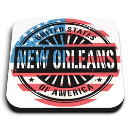 1 x Square MDF Fridge Magnet - New Orleans USA Flag Travel Stamp 6067