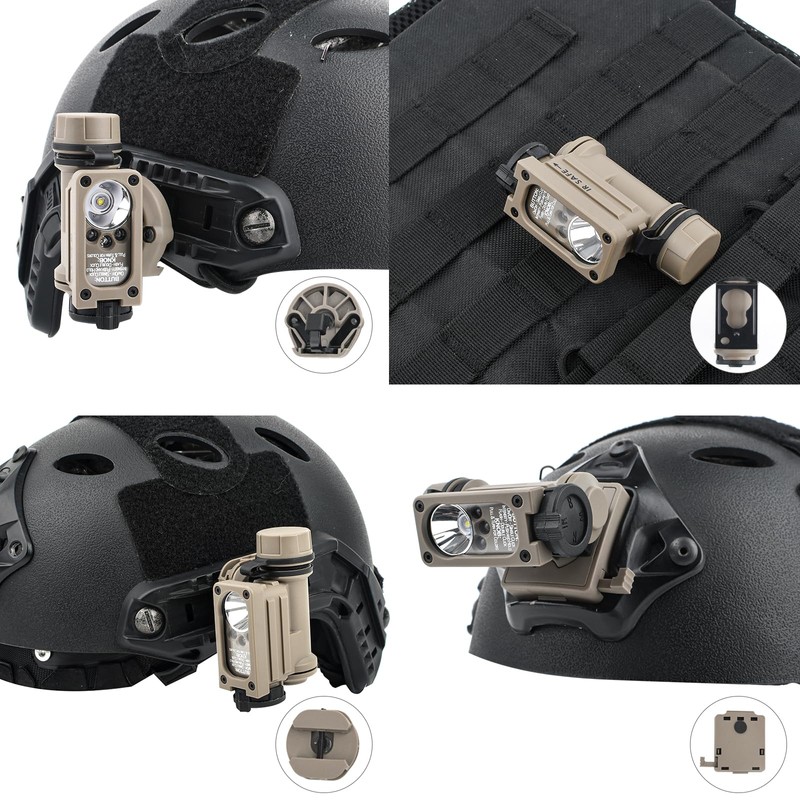 NOBUHIRO Tactical Helmet Light with 4 Accessories, Strobe/Constant Red/Blue/White/IR Lights