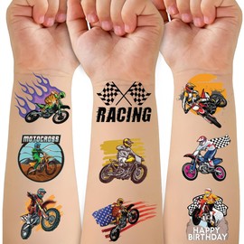 Dirt Bike Temporary Tattoos for Kids Party Supplies - 50 PCS Motocross Tattoos for Boys Birthday Party Favors Party Decorations Goodie Bag Fillers