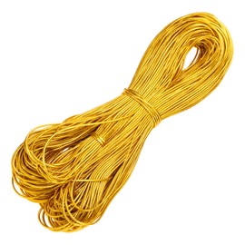 sourcing map Metallic Cord,2mmx90m Gold Ornaments Strings Metallic Non Stretch Thread Tinsel Rope Christmas Ribbon for Gift Wrapping,Jewelry Making, DIY Crafts