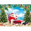 July Christmas Backdrop 10x8FT Summer Beach Christmas Tree Decoration Photography