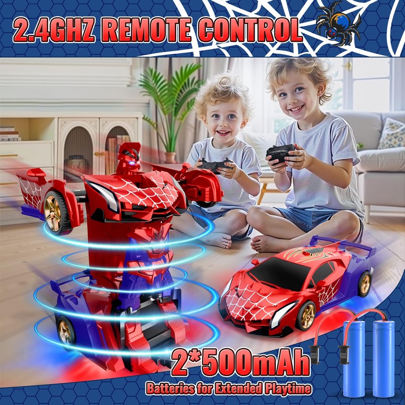 Spider Transform RC Cars Toys with Eye & Underbody Lights,
