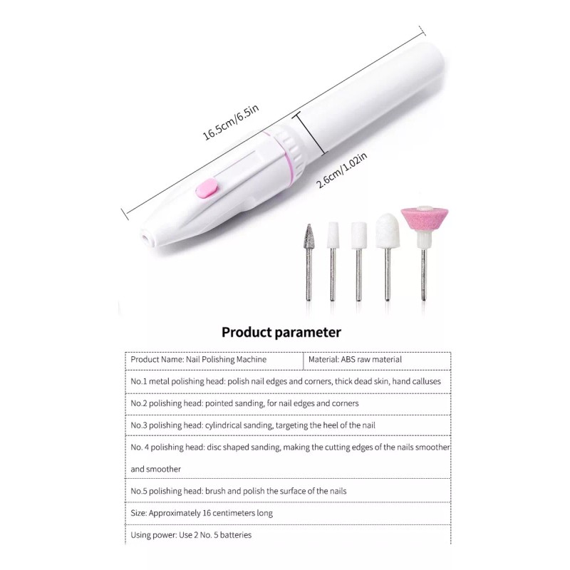 Nail Decorator Limador De Uñas Eléctrico Con 5 Puntas Manicure