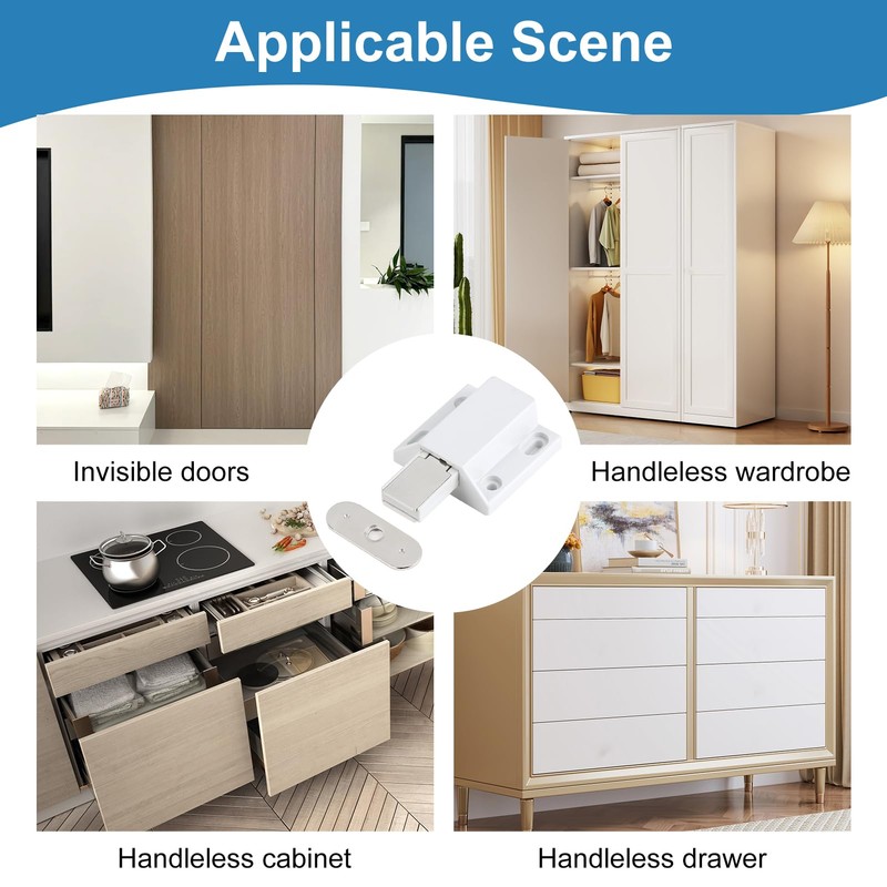 4 Pack Magnetic Push Door Latches Cupboards Push to Open