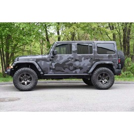 Sky Auto INC Black Gray Camouflage Vinyl Car Wrap Film Sheet + Free Cutter & Squeegee (Except Sample Size) (6FT x 5FT / 72" x 60")