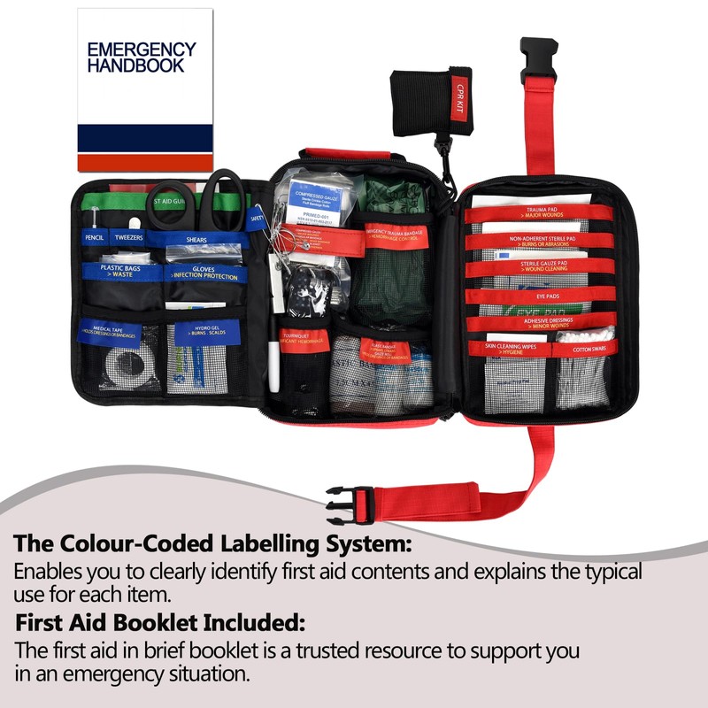 Besst Survivor Comprehensive First Aid Kit -Labeled Compartments for Trauma