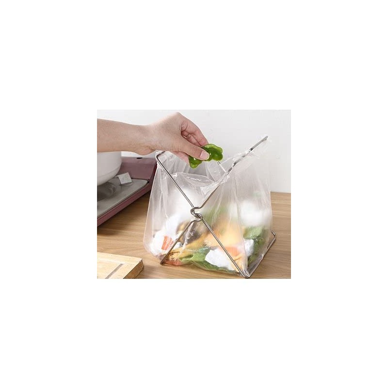 Garbage Bag Stand for Kitchen, Kitchen, Desk, Foldable, Tabletop, Stainless