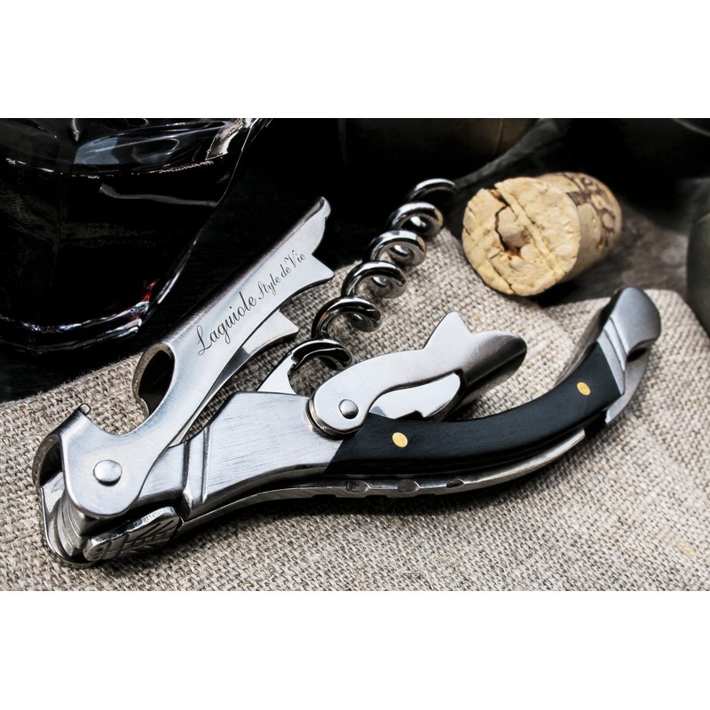Laguiole Style de Vie Korkenzieher, Flaschenöffner mit Folienschneider, Ebenholz