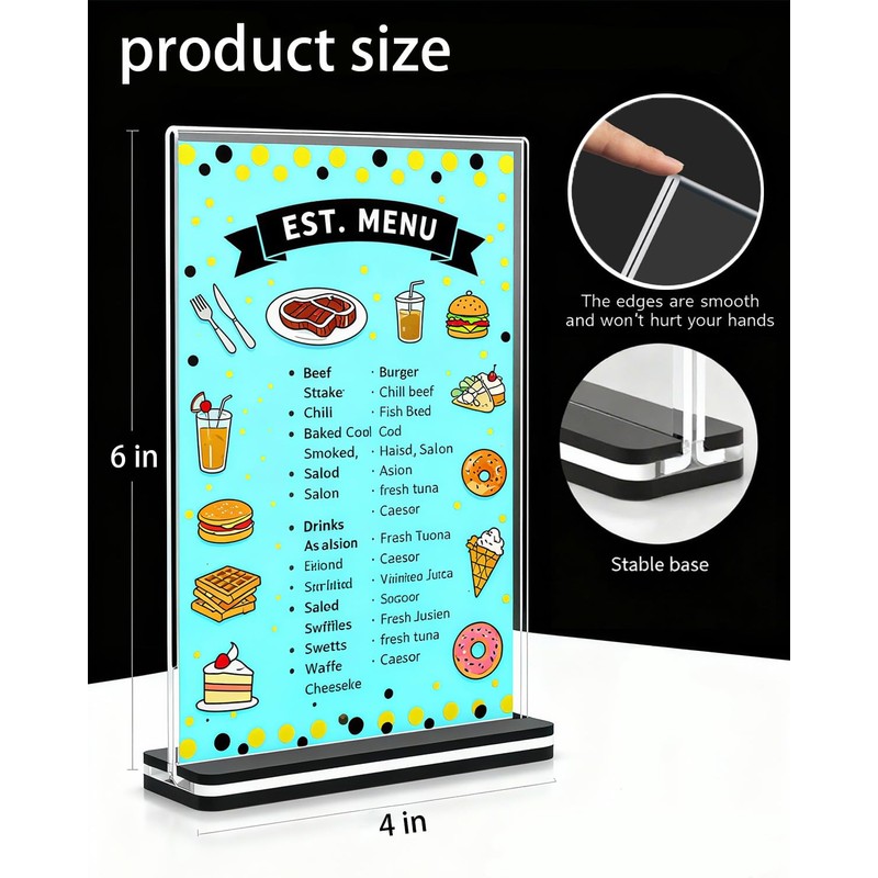 Acrylic Sign Holder 4x6 Inch (6 Pack) - Vertical Clear