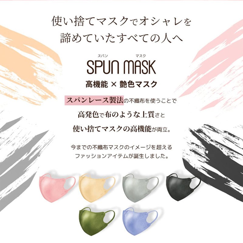 [医食同源ドットコム] iSDG 立体型スパンレース不織布カラーマスク SPUN MASK (スパンマスク) 個包装 7枚入り ホワイト