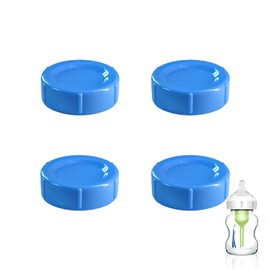 4pcs Wide Bottle Caps Compatible for Wide-Neck Natural Flow Dr Brown Bottles,BPA Free Travel and Storage Baby Bottle Lids Replacement Parts with Sealing Gasket for Baby Bottles Accessory (Blue)