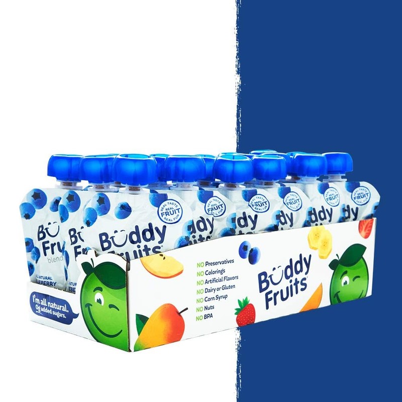 Buddy Fruits Snacks To Go Blueberry Unsweetened Applesauce 3.2oz Pouch