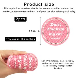 Sylvil 2 PCS Bling Car Cup Coaster, 2.75 Inch Anti-Slip Cup Holder Insert Coasters, Crystal Rhinestone Auto Drink Car Cup Mat for Women Girls, Universal Interior Car Accessories (Pink)