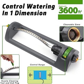 18-Hole Brass Nozzle Oscillating Lawn Sprinkler for Large Yards