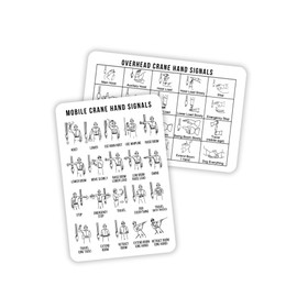Mobile Crane and Overhead Crane Hand Signals 5pk Plastic Cards 2x3.5” Operator Certification Wallet Safety Training Manual Chart Machinery in Use Bulk